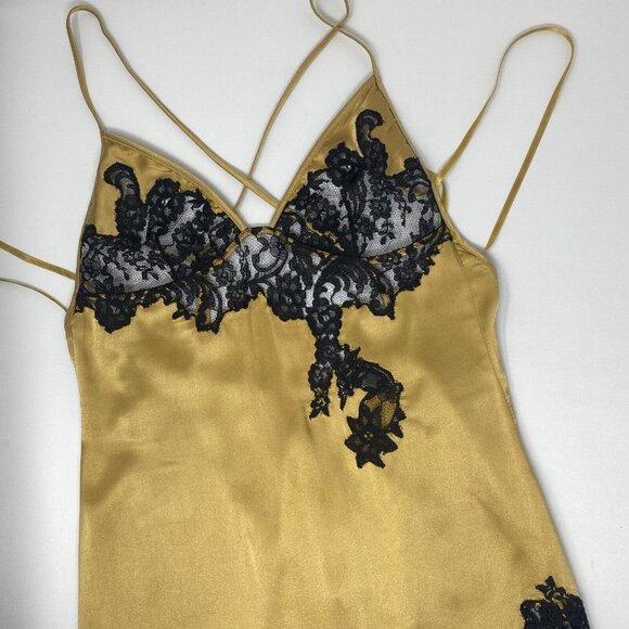 Agent Provocateur Nayeli Gold Black Silk Slip Dress AP2 Small - Picture 7 of 16